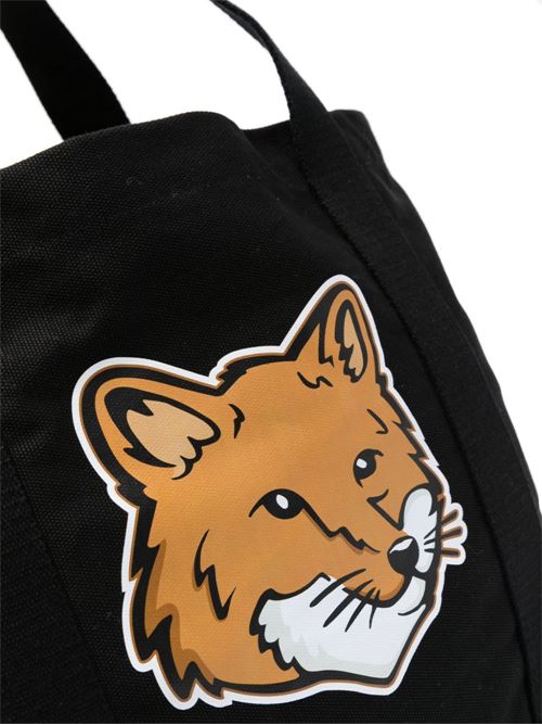 fox head-print cotton tote Maison Kitsuné | LW05101WW0050P199